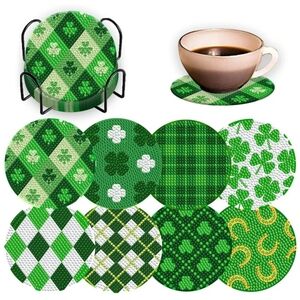 Green Shamrock Coaster Set